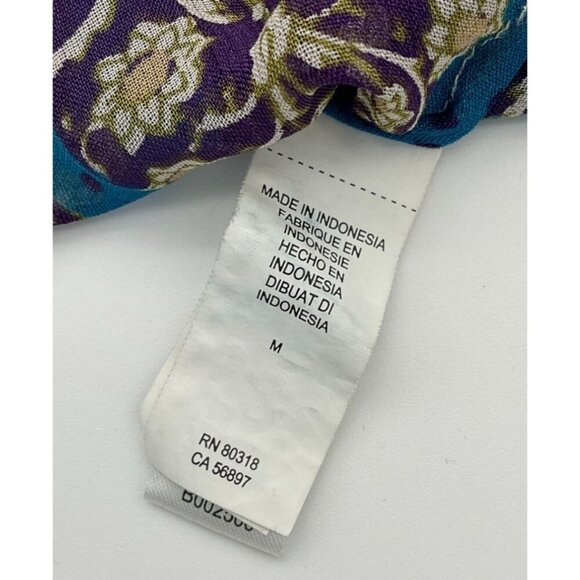 Lucky Brand Savannah Boho Chic Floral Tunic Top Button Details Elastic Waist Med - Picture 12 of 15